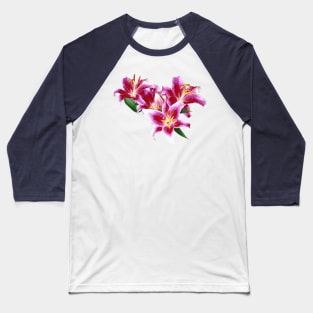 Lilies - Stargazer Lily Heart Baseball T-Shirt